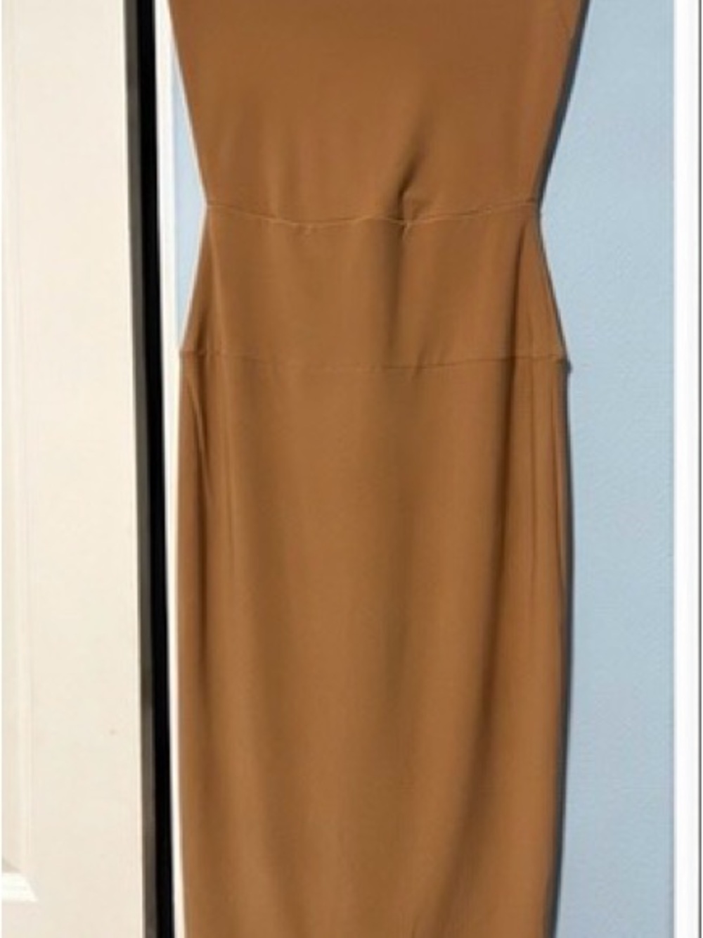 Norma Kamali Strapless Bodycon Pencil Dress – Camel Brown - Picture 3 of 12